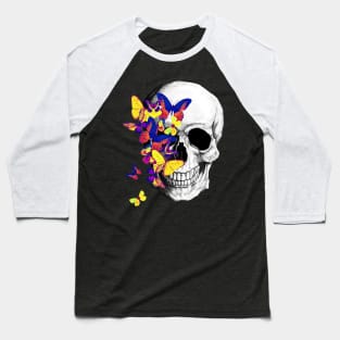 Tribe Skull With Butterflies Baseball T-Shirt